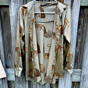 Olive green button down